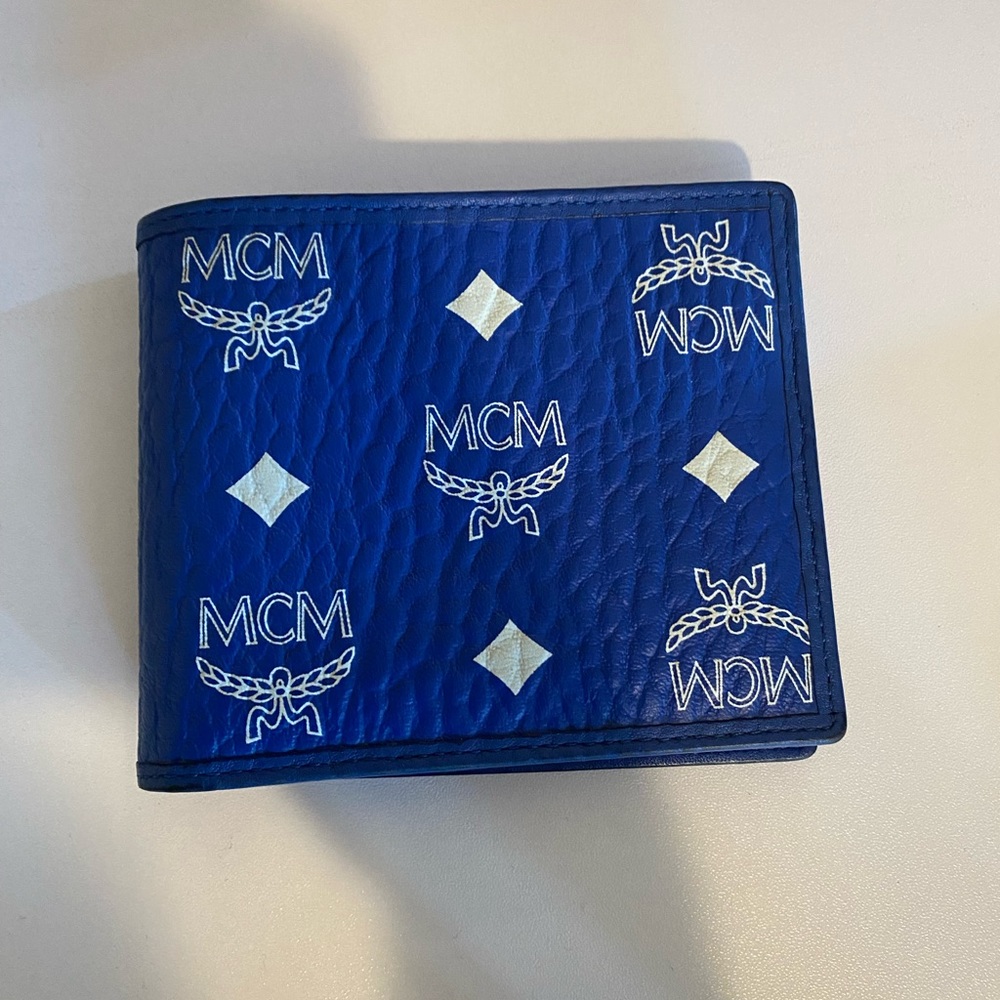 Mens blue MCM visetos wallet